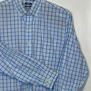 IZOD Men's Blue Plaid Long Sleeve ‎ Size XL Shirt Bin3